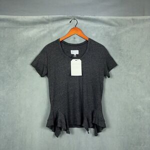 Current Elliott t shirt Womens Size 0 The Tier Short Sleeve Top Grey Distressed